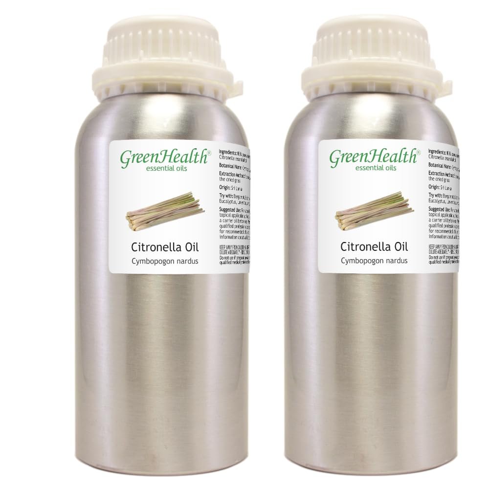 2 Bottles - 16 fl oz Citronella Essential Oil (100% Pure & Uncut), Aluminum Bottle - GreenHealth