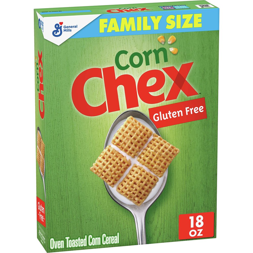 Chex CornBreakfast Cereal, Gluten Free, Family Size, 18 oz (Pack of 12)