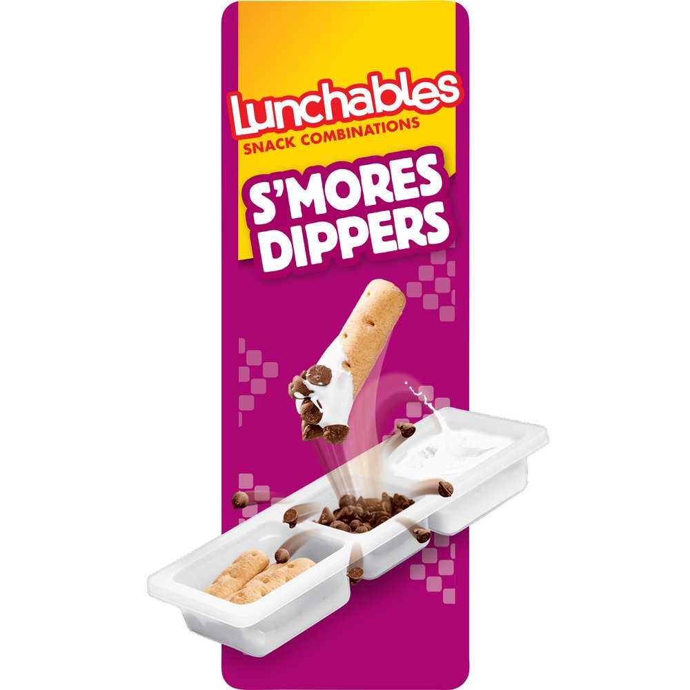 Lunchables S'mores Dippers Snack Pack with Honey Graham Sticks (Milk Chocolate Chips & Marshmallow Creme, 12 ct Pack, 2.3 oz Trays)
