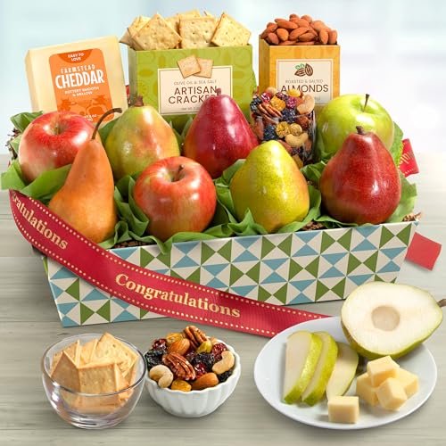 A Gift Inside Congratulations Cheese and Nuts Classic Fruit Basket