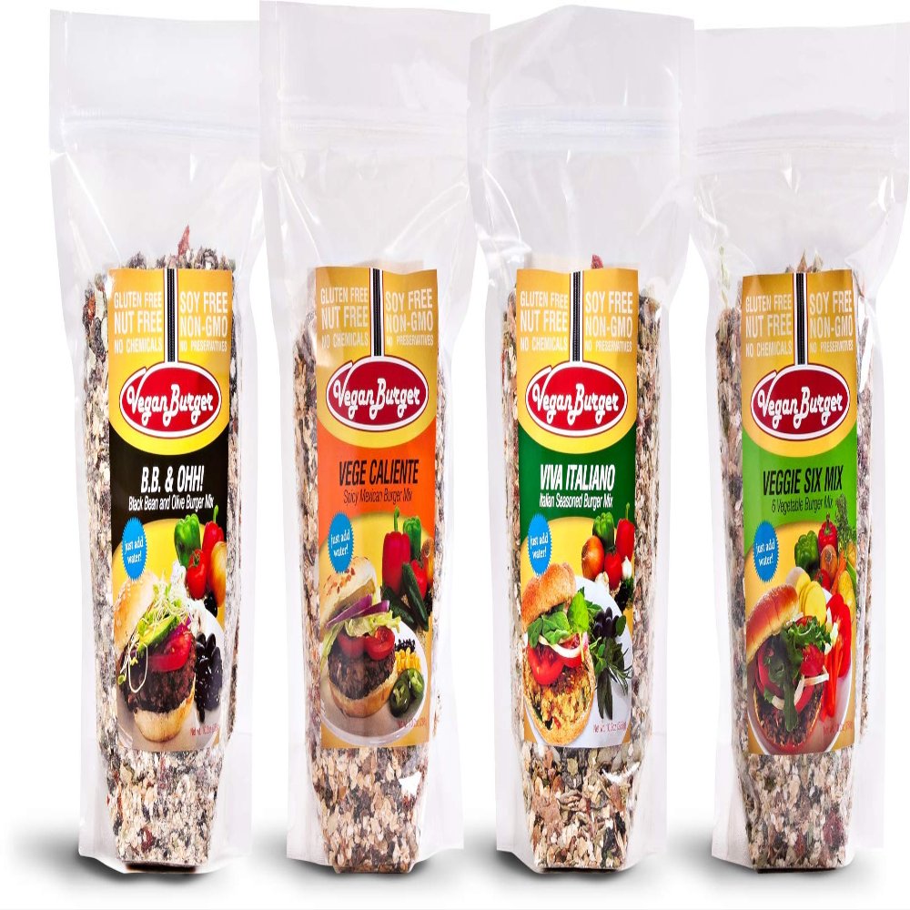 Vegan Burger 4-Pack - Veggie Six, B.B. & Ohh!, Vege Caliente, & Viva Italiano (Makes 36 Burgers)