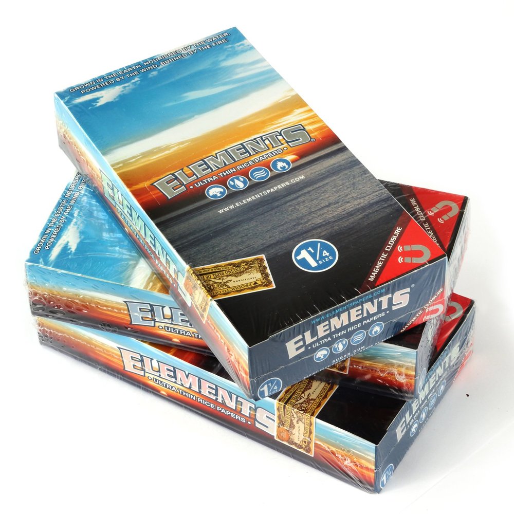 3 boxes - ELEMENTS 1 1/4 Ultra thin Rice Rolling paper