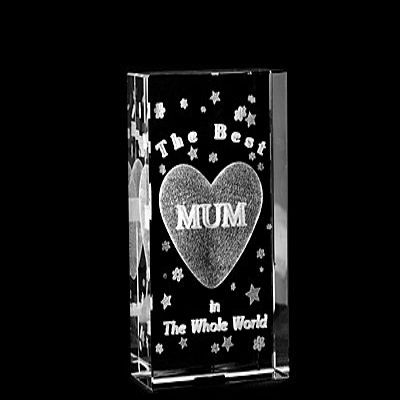 ASFOUR CRYSTAL 1168-100-122 2.4 L x 4 H x 1.4 W in. Crystal Laser-Engraved Best Mum Love & Hearts Laser-Cut