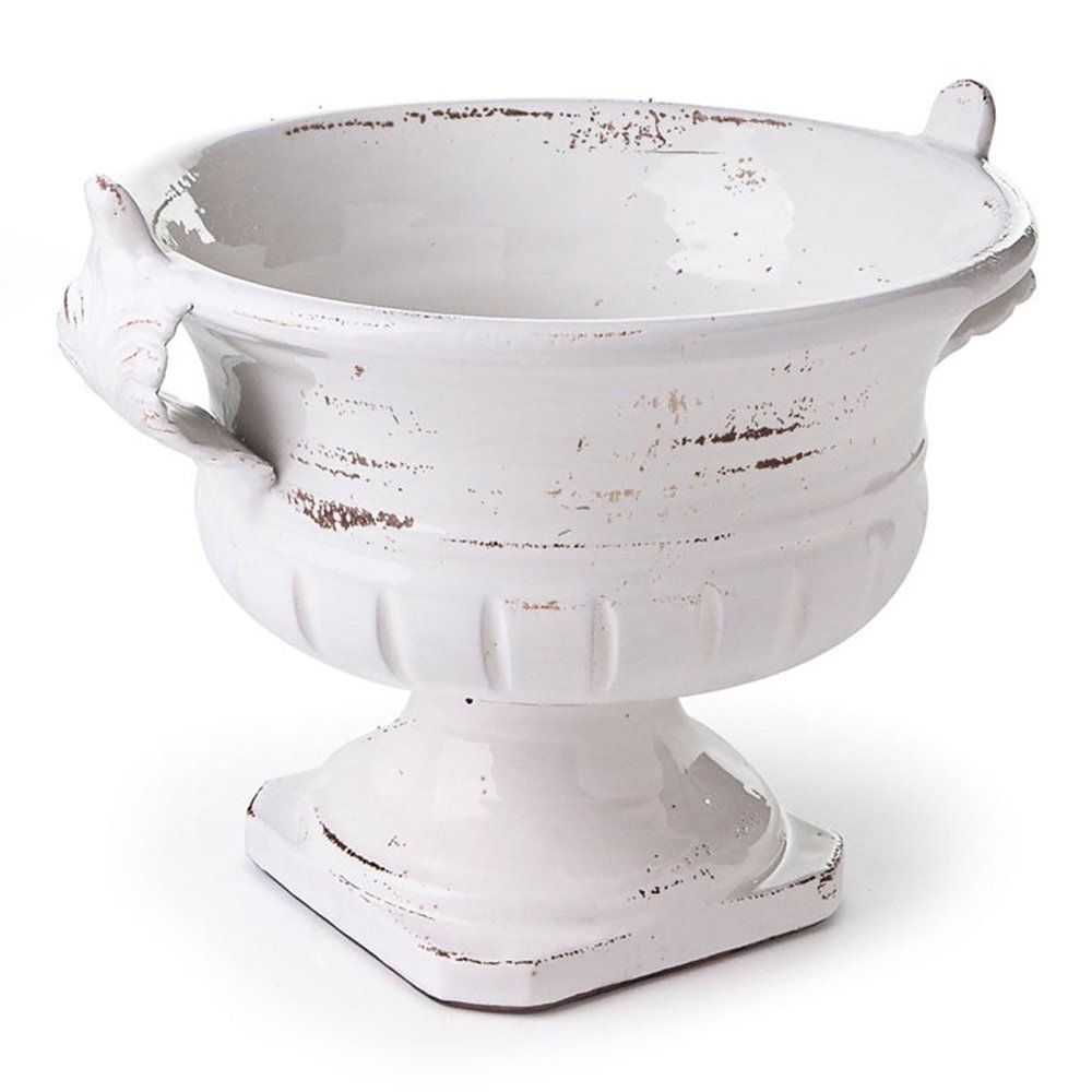 ACANTHUS COMPOTE WHITE, 14.25x12.25x11.5 Inches