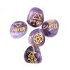 Jet Amethyst 5 Element Tumbled Stone Good Luck Engraved Symbols (Earth Air Fire Water Spirit) Polished Palm Stones for Gemstone Reiki Crystals Healing view 3