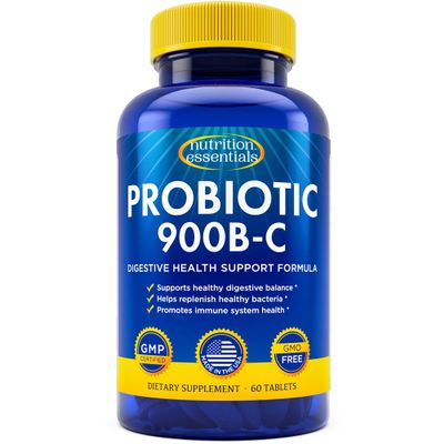 Nutrition Essentials Probiotics for Women and Men - with Lactase Enzyme and Prebiotic Fiber for Digestive Health - 80 Percent + More Potent Supplement for Gut Health Support - Vegan Formula