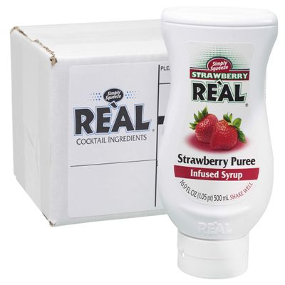 Strawberry Rel, Strawberry Puree Infused Syrup, 16.9 FL OZ Squeezable Bottle (Pack of 6)