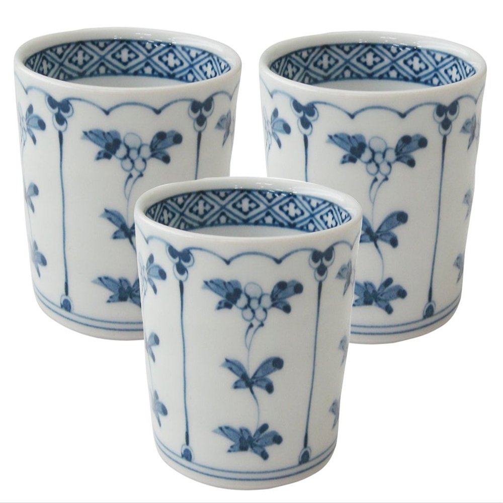Hama Pottery Hasami Ware 323898 Takayama Pottery Buckwheat Chiyokuchi, 3 Pieces, Mixed Plants