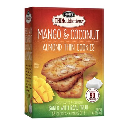 Nonni's THINaddictives, Thin Cookies, Mango Coconut Almond, 6 Count, 4.4 Ounce