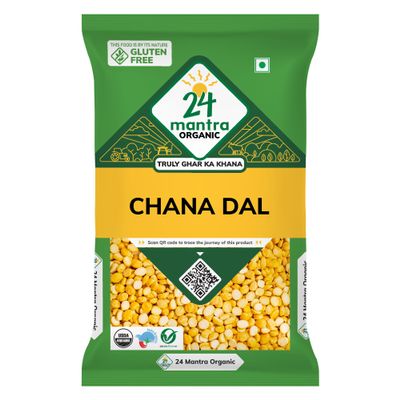24 Mantra Organic Unpolished Bengalgram/Kandi Pappu/Chana Dal - 100% Organic | Chemical Free & Pesticides Free | Unadulterated (500 G (Pack Of 1))