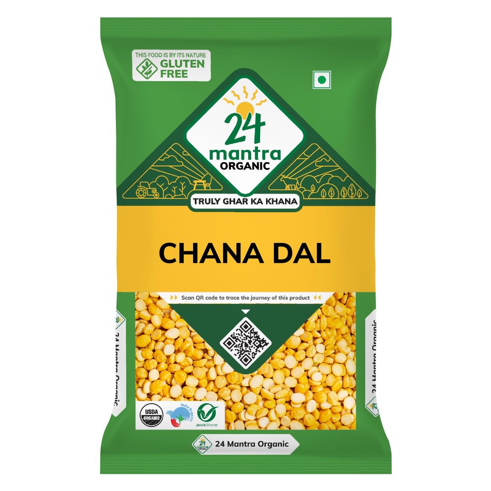24 Mantra Organic Unpolished Bengalgram/Kandi Pappu/Chana Dal - 100% Organic | Chemical Free & Pesticides Free | Unadulterated (500 G (Pack Of 1))