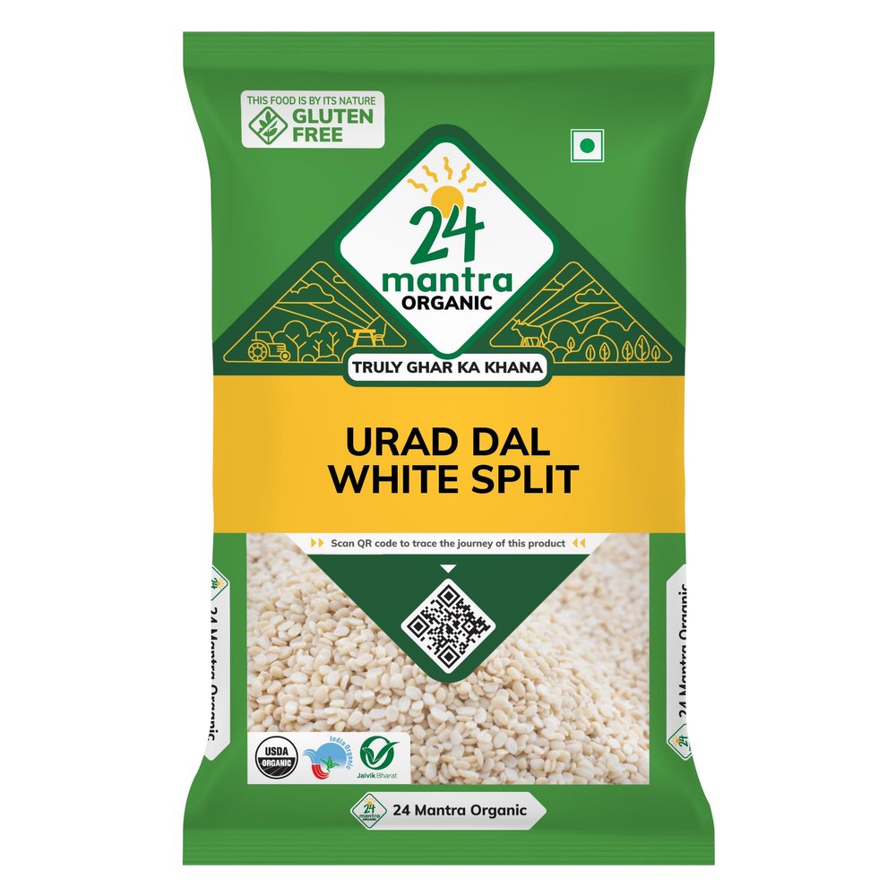 24 Mantra Organic Unpolished Urad Dal White Split/Minapa Pappu/Mash Ki Dal - 100% Organic | Chemical Free & Pesticides Free | Tastier & Rich Flavour (500 G (Pack Of 1))