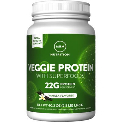 MRM Nutrition Veggie Protein with Superfoods | Vanilla Flavored | 22g Complete Protein | Over 8.8g Essential Amino acids | 13 superfoods | with Omega 3s and Omega6s | Keto Friendly | 33 Servings