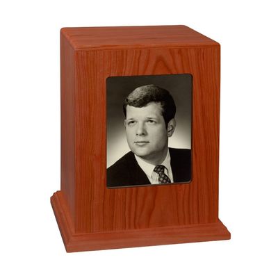 Wood Cremation Urn - Cherry Vertical Photo