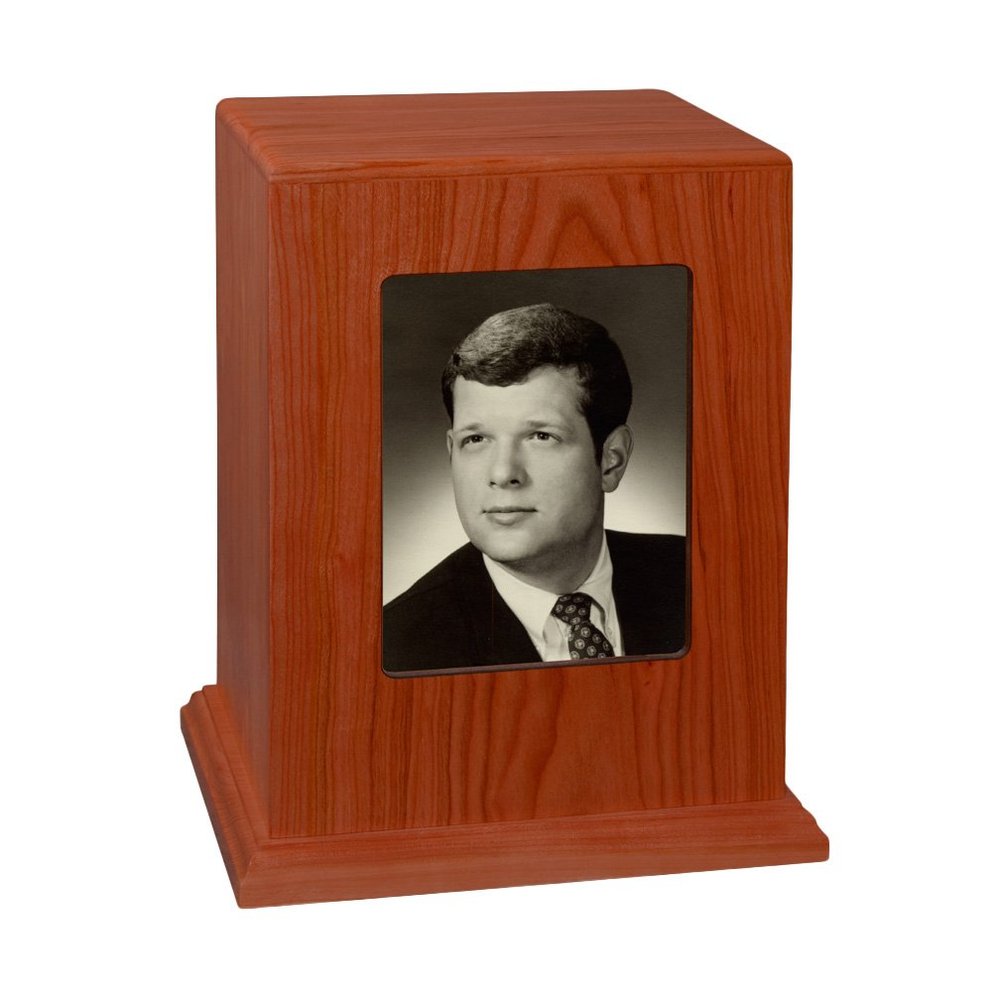 Wood Cremation Urn - Cherry Vertical Photo