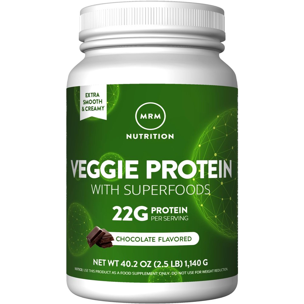 MRM - Veggie Protein Powder, Protein Source for Vegans, Gluten-Free & Preservative-Free, Non-GMO Verified - Chocolate - 2.5 lbs