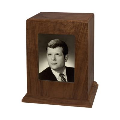 Wood Cremation Urn - Walnut Vertical Photo