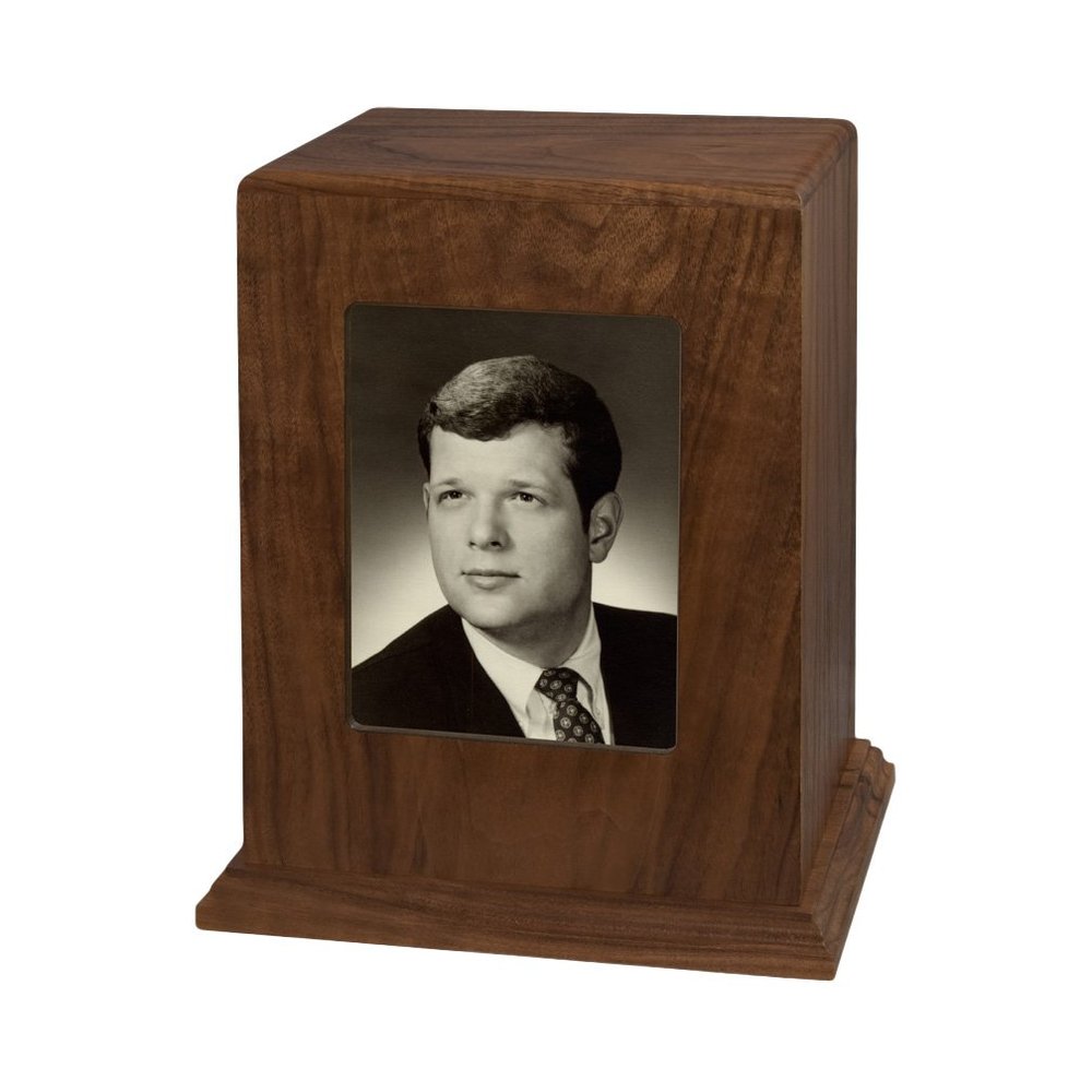 Wood Cremation Urn - Walnut Vertical Photo