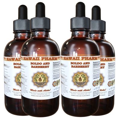 Boldo and Barberry Liquid Extract, Boldo (Peumus boldus) and Organic Barberry (Berberis vulgaris) Tincture Supplement 4x4 oz