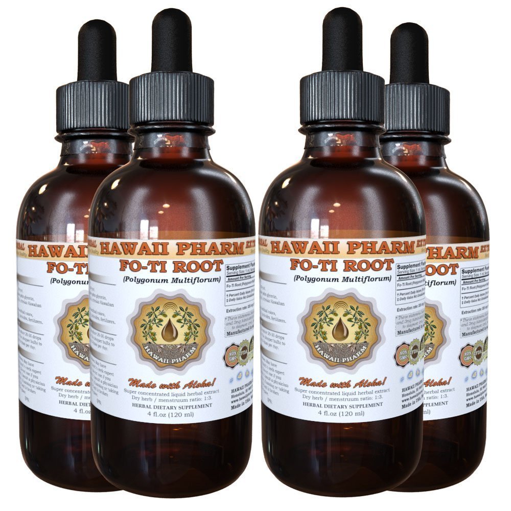 Fo-Ti Root Liquid Extract, Organic Fo-Ti Root (Polygonum multiflorum) Tincture Supplement 4x4 oz