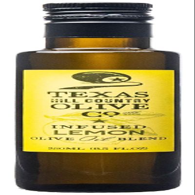 Texas Hill Country Olive Co Lemon Infused Olive Oil - Cold Pressed Gourmet EVOO Olive Oil - Great for Dressing Dipping Marinade - No Artificial Flavors or Added Sugar - Made in Texas (8.5 oz)