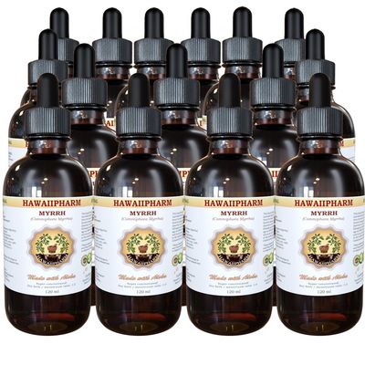 Myrrh Liquid Extract, Organic Myrrh (Commiphora myrrha) Tincture Herbal Supplement, Hawaii Pharm, Made in USA, 15x4 fl.oz