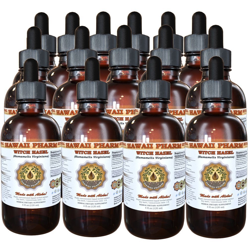 Witch Hazel Liquid Extract, Witch Hazel (Hamamelis Virginiana) Tincture, Herbal Supplement, Hawaii Pharm, Made in USA, 15x4 fl.oz