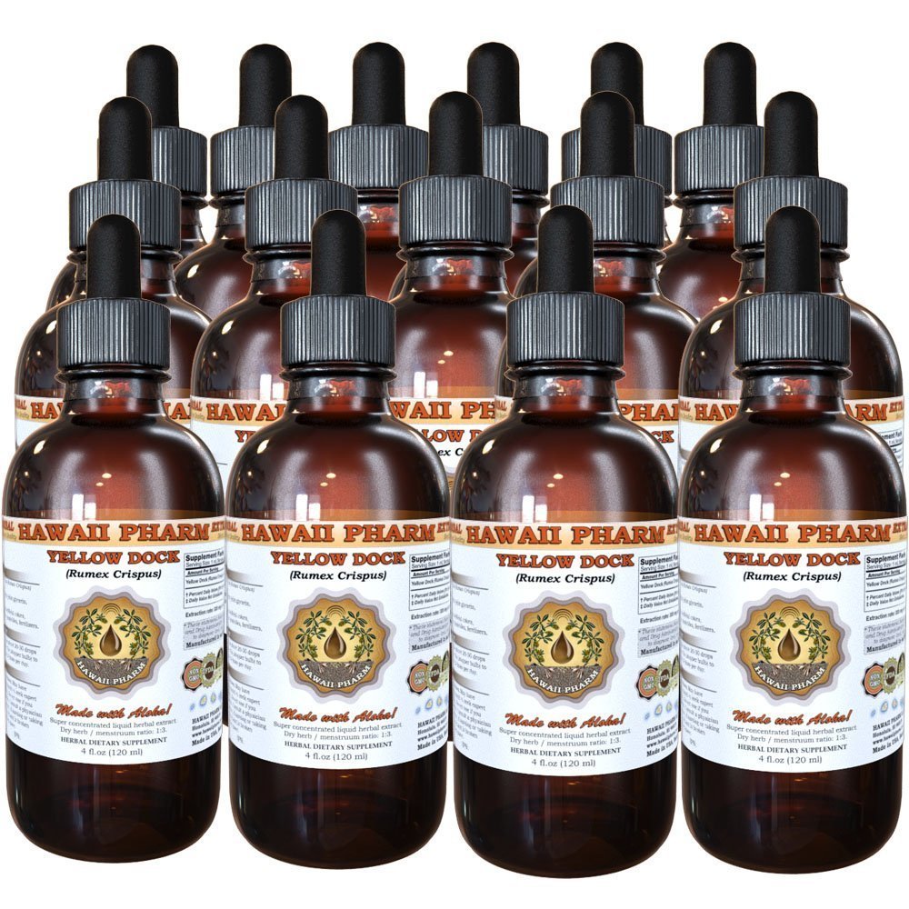 Yellow Dock Liquid Extract, Organic Yellow Dock (Rumex Crispus) Tincture, Herbal Supplement, Hawaii Pharm, Made in USA, 15x4 fl.oz