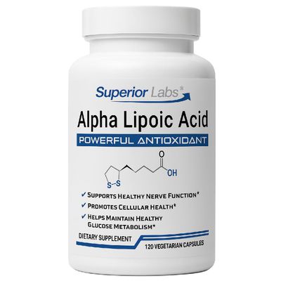 Superior Labs Alpha Lipoic Acid 600 mg Capsules, Pure Non-GMO ALA, High Absorption, Nerve Support, Healthy Circulation and Nerve Response, Healthy Aging Antioxidant, 120 Veg Caps, 4-Month Supply