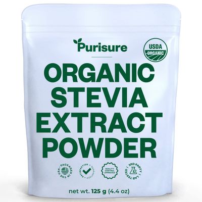 Organic Stevia Extract Powder,125 g, Zero Calorie, Pure Stevia Extract Concentrated Powder, Sweetener for Baking and Beverages - No Aftertaste, Non-GMO, Keto Friendly- 892 Servings