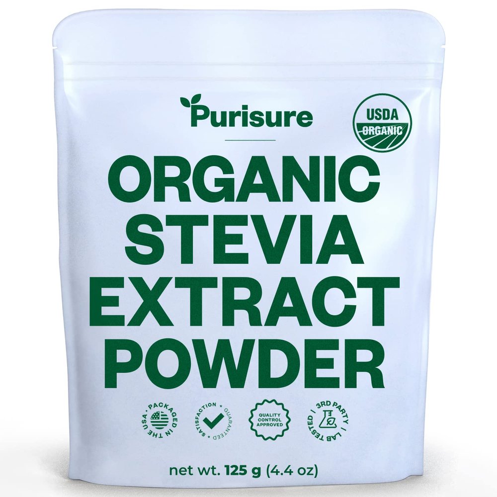 Organic Stevia Extract Powder,125 g, Zero Calorie, Pure Stevia Extract Concentrated Powder, Sweetener for Baking and Beverages - No Aftertaste, Non-GMO, Keto Friendly- 892 Servings