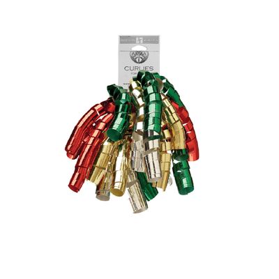JILLSON & ROBERTS Bulk Christmas Self-Adhesive Gift Wrap Curly Bows, Metallic Holiday Mix, 120-Count (BXCL98)