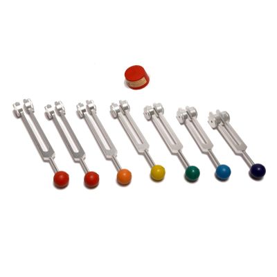 TFS Tuningforkshop 7 Pc Chakra Weighted Tuning Fork with Rubber Color Balls+Activator+Pouch