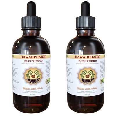 Hawaii Pharm Eleuthero Liquid Extract, Organic Eleuthero (Eleutherococcus Senticosus) Siberian Ginseng Dried Root Tincture Supplement 2x4 oz