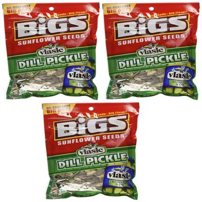 BIGS Vlasic Dill Pickle Sunflower Seeds, 5.35-ounce Bags (Pack of 3)