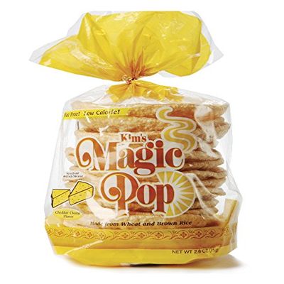Kim's Magic Pop Freshly Popped Rice Cakes | Cheddar Cheese Flavor | 6 Bags | 15 Cakes per Bag |Low Carb, Sugar Free, Fat Free, Natural, Multigrain Korean Snack | Easy Bread, Chip, Cracker Replacement