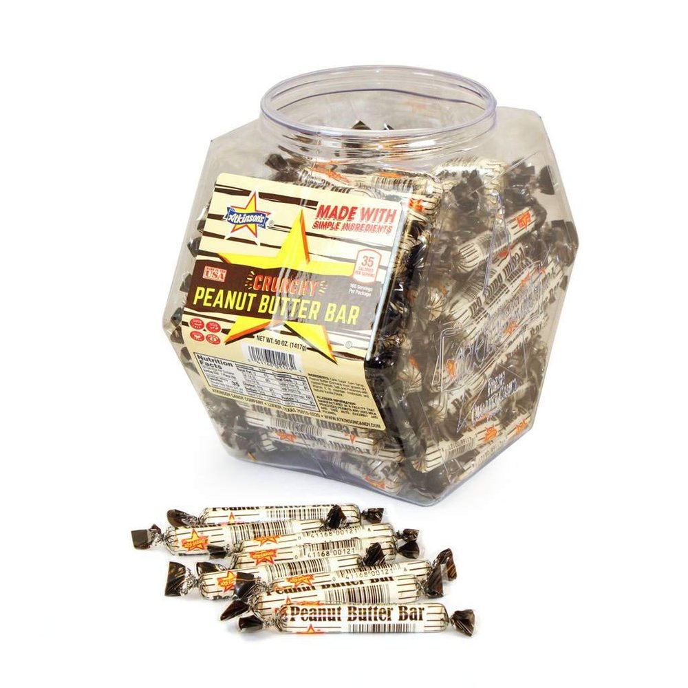 Atkinson Crunchy Peanut Butter Candy Bar in Jar - 160 per pack -- 6 packs per case.