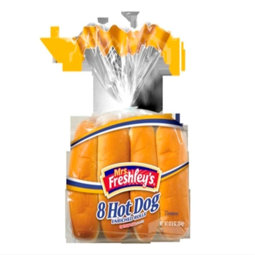 Mrs Freshleys Hot Dog Bun, 12 Ounce -- 8 per case.