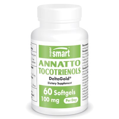 Supersmart Annatto Tocotrienols 100mg per Day (DeltaGold Vitamin E) - Tocotrienols Supplement | Non-GMO & Gluten Free - 60 Softgels