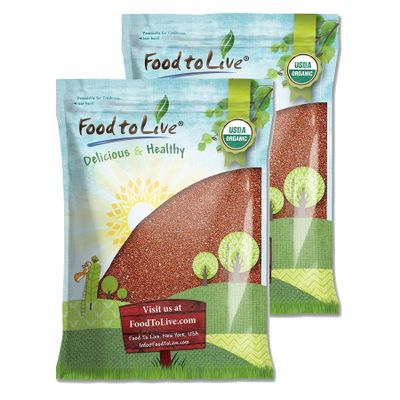 Food to Live Organic Red Quinoa, 25 Pounds  Non-GMO, Whole Grain, Kosher, Vegan, Sirtfood, Bulk. Quick-Cooking Grain. Great Replacement for Rice and Pasta.