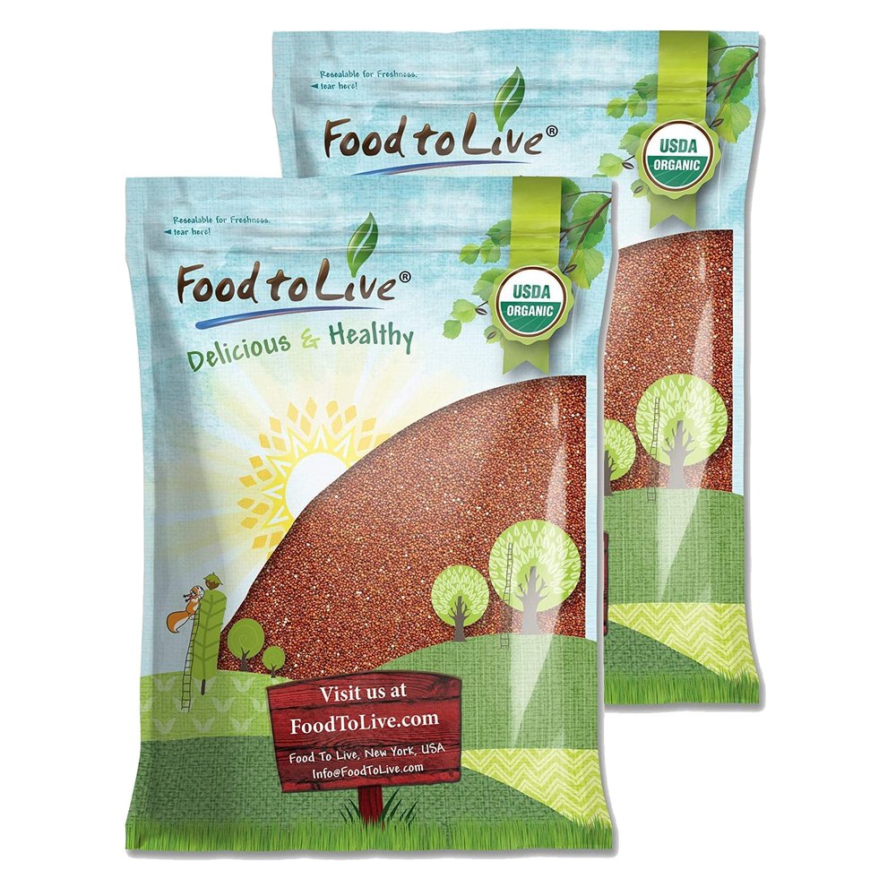 Food to Live Organic Red Quinoa, 25 Pounds Non-GMO, Whole Grain, Kosher, Vegan, Sirtfood, Bulk. Quick-Cooking Grain. Great Replacement for Rice and Pasta.