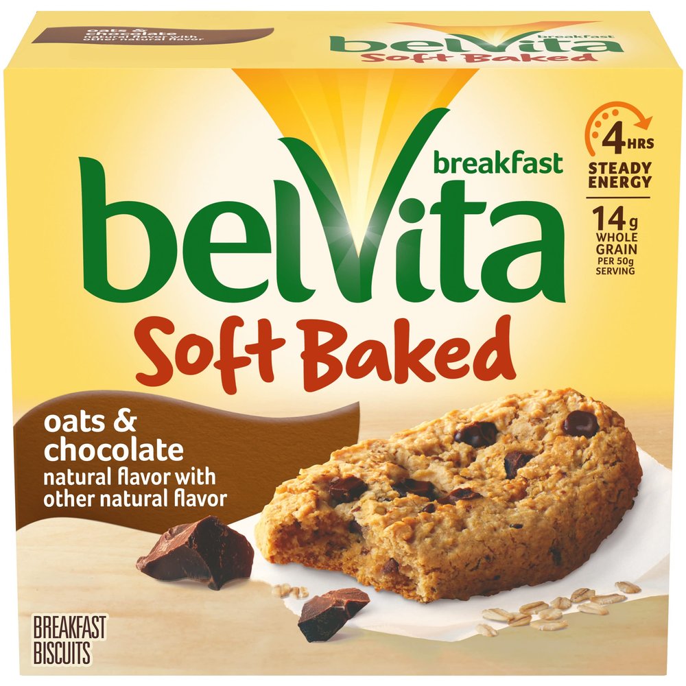 belVita Soft Baked Oats & Chocolate Breakfast Biscuits, 5 Packs (1 Biscuit Per Pack)