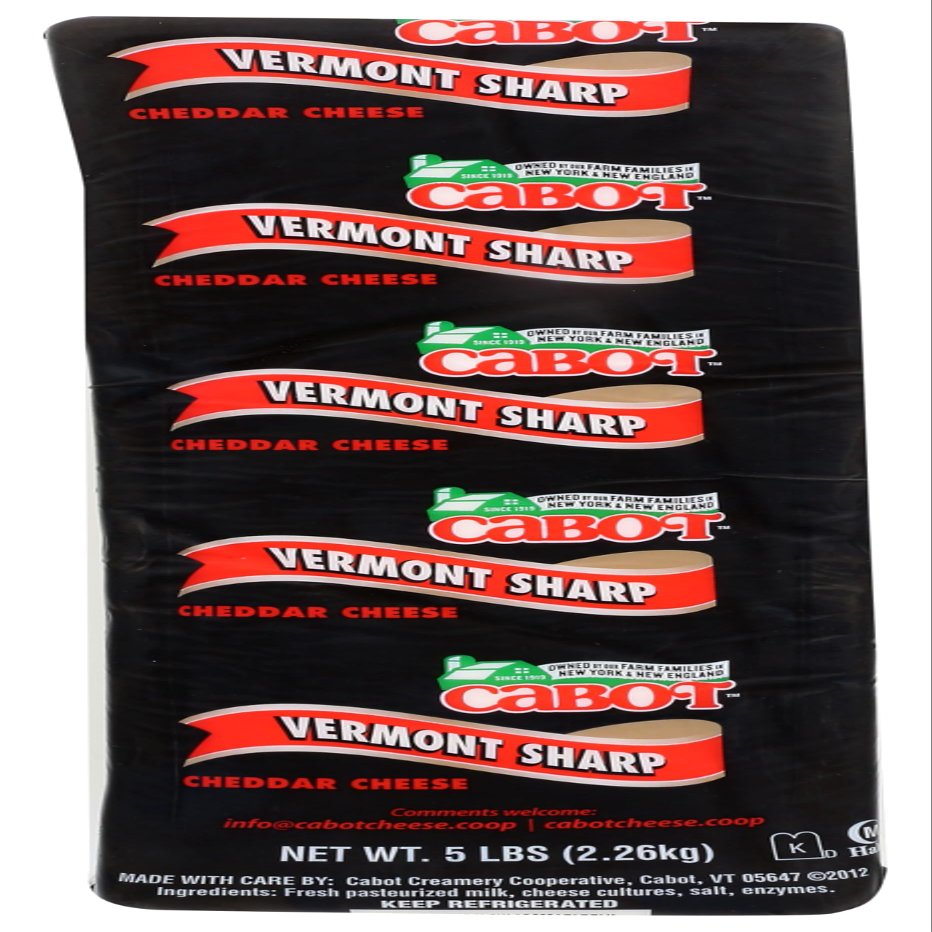 Cabot Creamery Co-Op Cabot Sharp White Cheddar Loaf, 5 lb