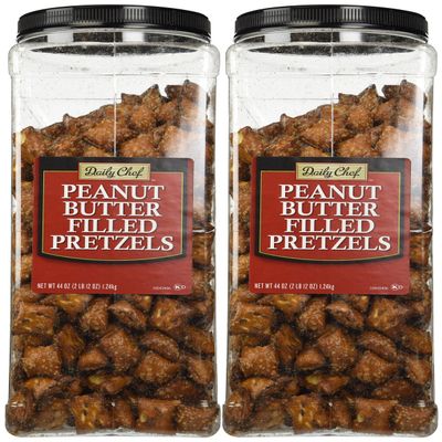 Daily Chef Peanut Butter Filled Pretzels - Set of 2 X 44oz Jars - Party/Family Size