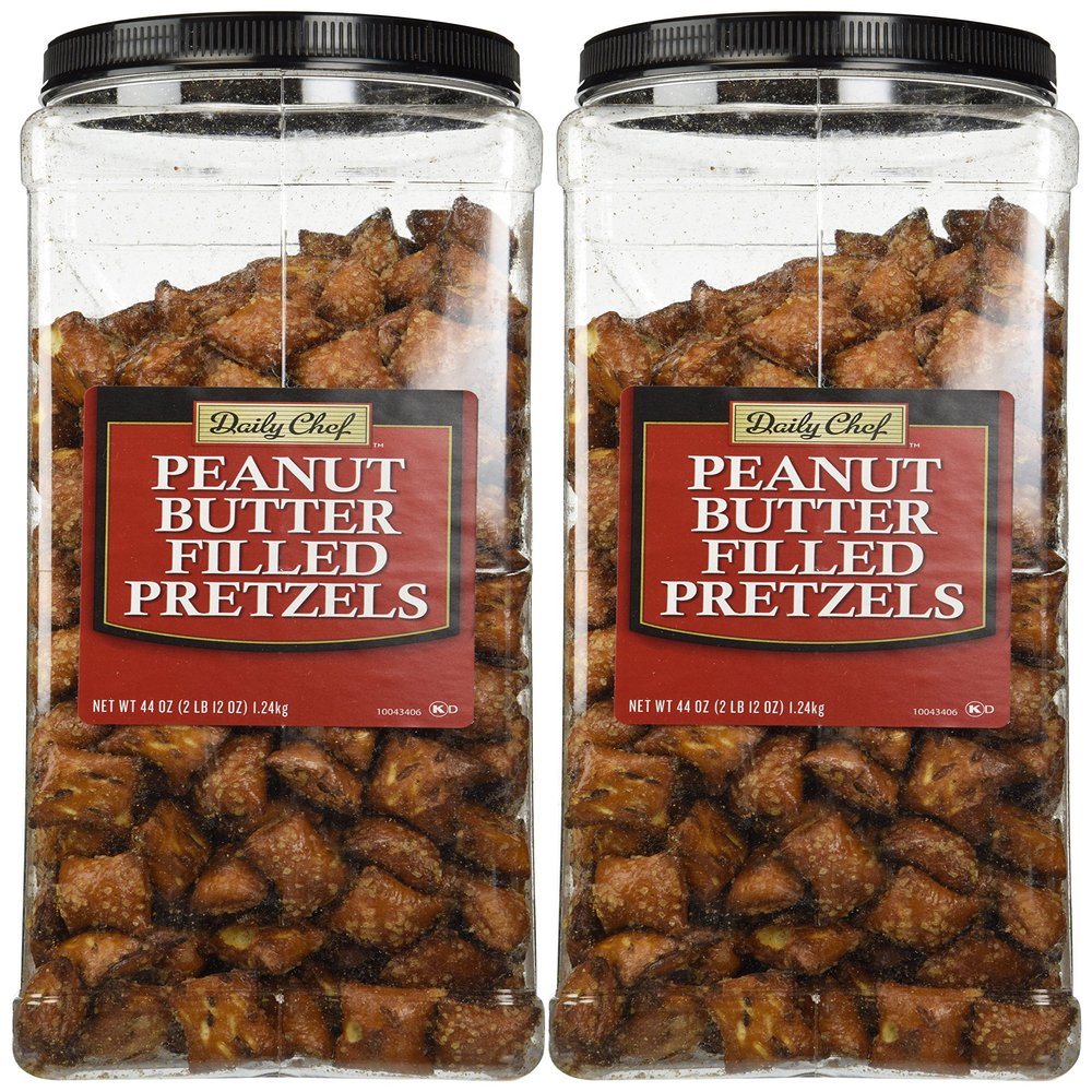 Daily Chef Peanut Butter Filled Pretzels - Set of 2 X 44oz Jars - Party/Family Size
