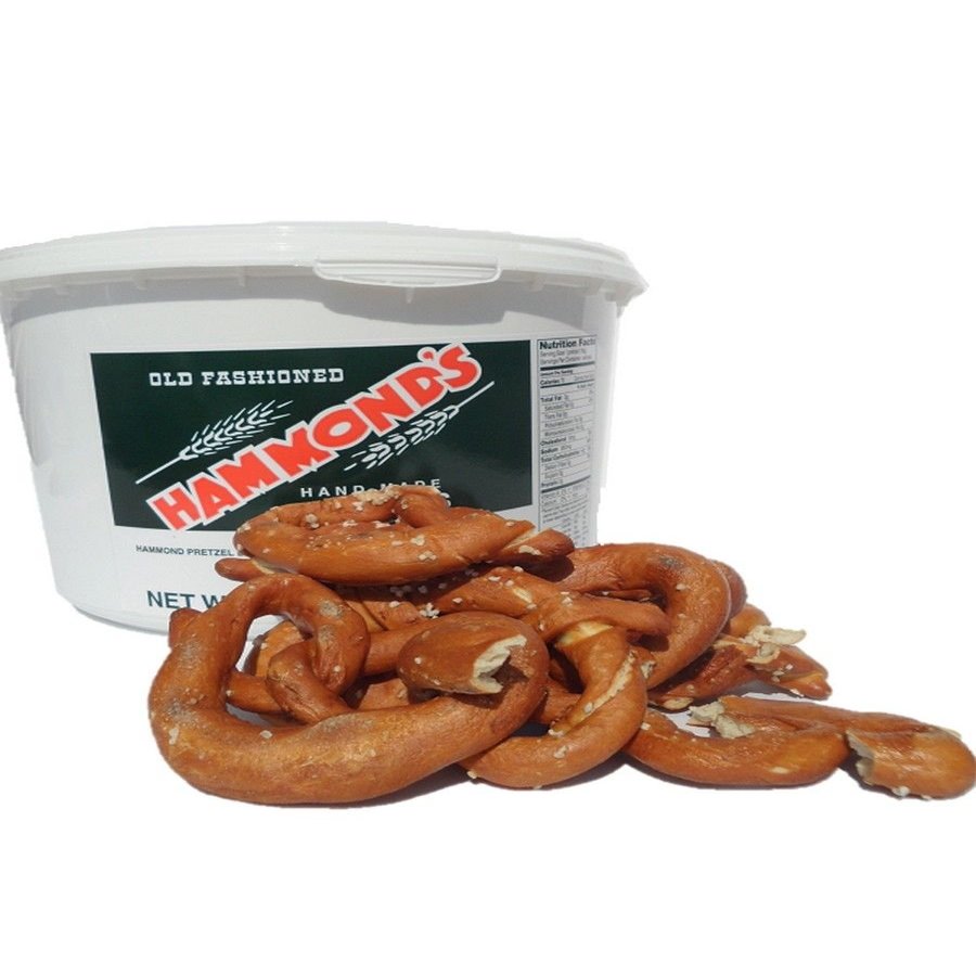 Hammond's Hand-Made Hard Pretzels, Old-Fashioned Sourdough Pretzels, 21 Ounce Bucket