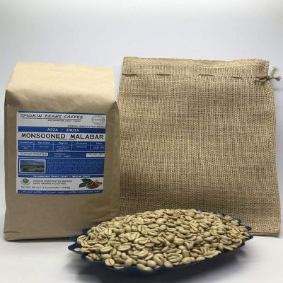 3.5-Pound India Monsooned Malabar Unroasted Green Arabica Coffee Beans Fresh Current Crop Specialty Grade Roast the Beans Yourself at Home on Your Roasting Equipment Prior to Using for Brewing Coffee