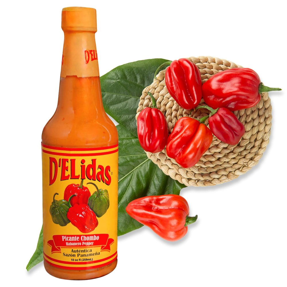 D'ELidas Habanero Hot Sauce, Natural Habanero Pepper Hot Sauce, Chombo Picante Sauce #1 in Panama, Non-GMO, Keto Friendly Food Habanero Sauce, 10 Fl Oz (Pack of 1)
