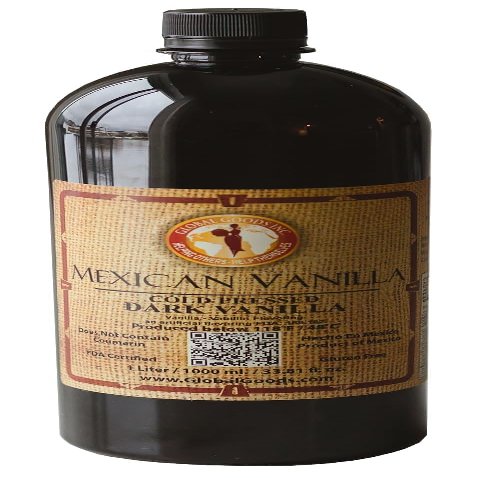 Pure Dark Mexican Vanilla Extract Gluten-Free Vanilla for Baking, Cakes, Cookies, Desserts, Coffee & Beverages (1 Liter / 33.81 fl oz)  Natural, No Coumarin, Bold Flavor