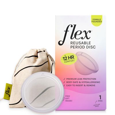 Flex Reusable Disc | Reusable Menstrual Disc | Tampon, Pad and Cup Alternative | Capacity of 6 Super Tampons | Lasts for Years | Includes Carrying Pouch & 2 Free Disposable Discs